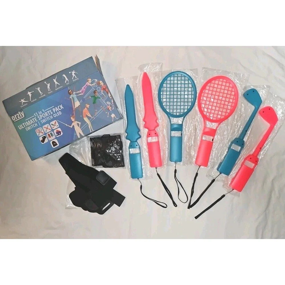 Orly Nintendo Switch Sports Pack Unused Tennis Golf Swords Leg Straps & Bag